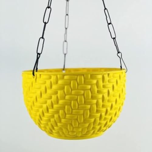 Image of Plastic Chain Hanging Round Basket Pots | Pack of 6 | Multicolor Hanging Planter for Indoor & Outdoor Use | Durable, Weather-Resistant, Decorative Flower Pots