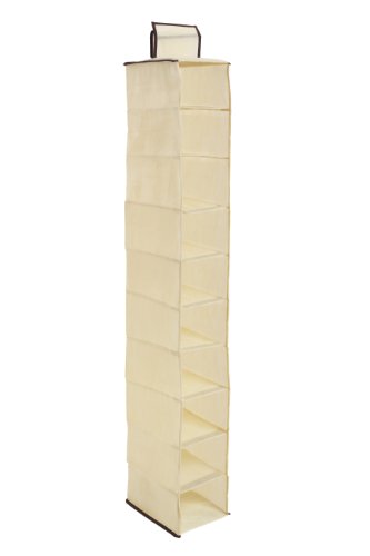 Premier Housewares Ten Section Hanging Shoe Organiser - 1 Piece, Cream,28 x 15 x 120 Centimeters
