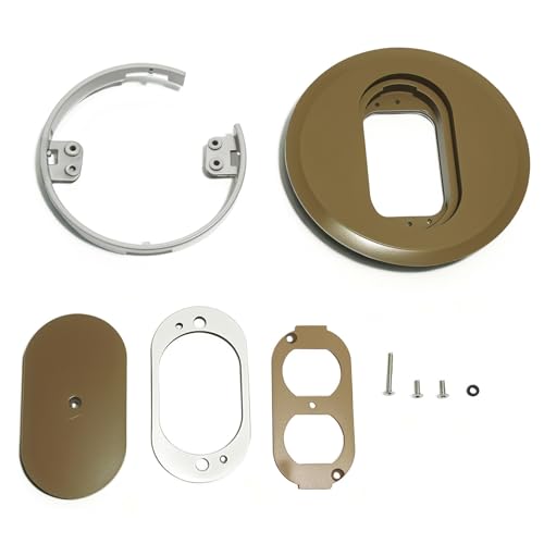 E97DSC Brown Floor Box Cover Kit 5.69 in Round Floor Duplex Receptacle Flush Mount Cover Caramel Floor outlet Cover Replace Fit For Tile and Carpet Installations And More