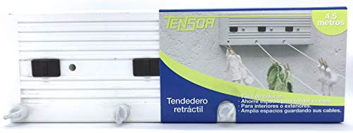 Lista de Tendederos - los más vendidos. 42 TENSOR Tendedero de Ropa Retráctil, 3 Cables de 4.5 metros, Secado de Ropa, Interiores y Exteriores