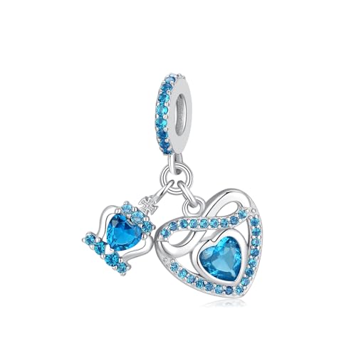 Birthstone Charms for Pandora Charms Bracelets - 925 Sterling Silver Infinity Heart Dangle Charm fit Bracelet and Necklace Birthday Jewelry Gifts For Women