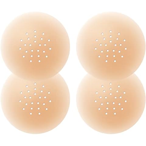Gmumu Women's Silicone Breath Nipple Covers with Glueless Design in The Center Reusable Addhesive Pasties Invisible Breast Petals for Women, 2 Pairs Cover