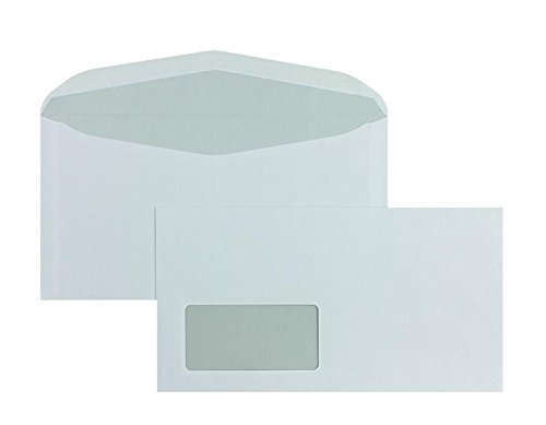Kuvertierhüllen, 125 x 235 mm, mit Fenster, 1000 Stück, Weiß