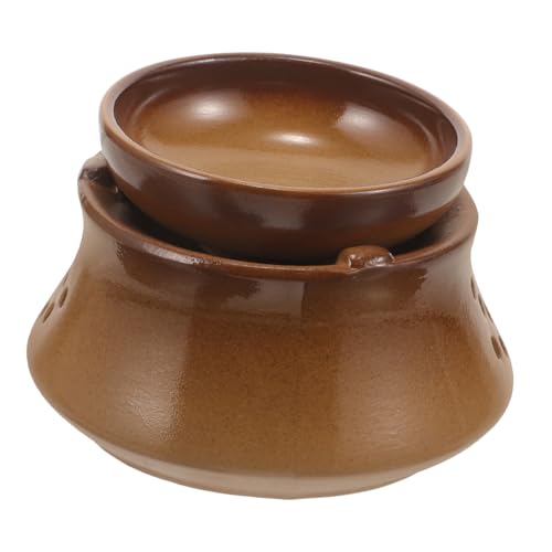 OHPHCALL Ceramic Tea with Cup Style Tea Heater with Tea Light Base Rustic Tea for Loose Tea and Herbal Includes Ceramic Cup