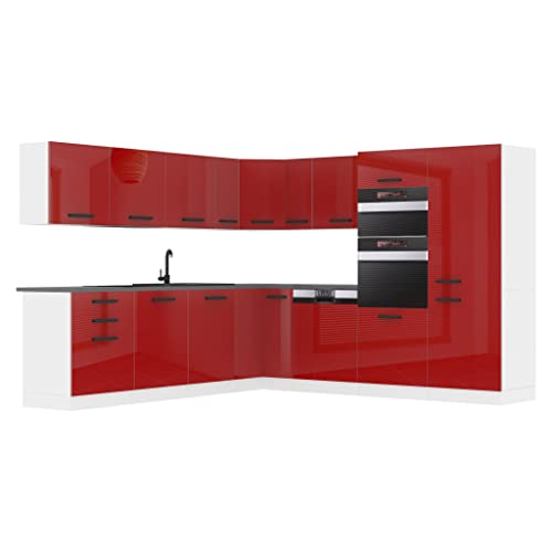 Belini Cuisine en L Jane avec Plan de Travail | Meubles de Cuisine avec éléments Suspendus et Bas | Design Luxueux | Matériaux durables et Haut de Gamme |...