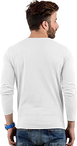 Image of LAZYCHUNKS Men's Regular Fit T-Shirt (Full Sleeve Tshirt -01 White Medium)