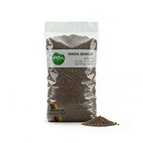 Pflanzwerk® Pflanzkübel Pflanzton Mineral Granulat 15l *MINERALISCHER BLÄHTON* *8/16 KÖRNUNG* *PERFEKTE Drainage* *QUALITÄTSWARE*