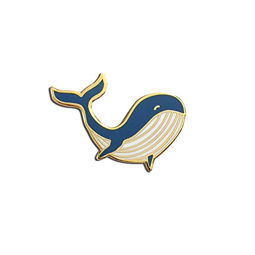 Mikspress Cute Whale Pin, Blue and Gold Hard Enamel