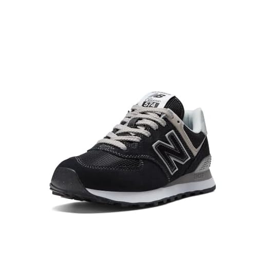New Balance Women's 574 Core Sneaker, Black/White, 8