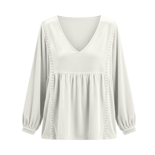 Velvet Top Women Lace Trim Long Sleeve V-Neck Babydoll Velour Shirts - image 7