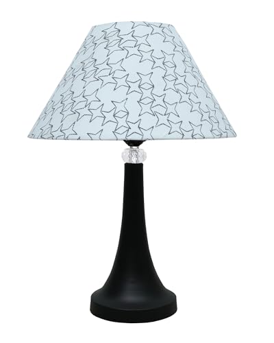 Image of Homesake Black Cone Crystal Metal Table Lamp for Living Room, Lamps for Bedroom, Modern Bedside Light, Decorative Night Lamp for Bedroom, Study, Office, Home Decor Lighting, Urn, White Star Shade