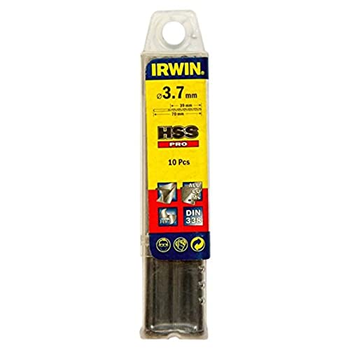 IRWIN 10502268 IW10502268 HSS PRO Drill Bit Bulk Pack (3.7-Millimetre, DIN 338) -Pack of 10, Set of 10 Pieces