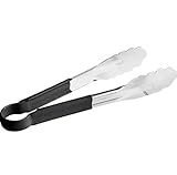 Steelish Stainless Steel Utility Tong | Multipurpose Cooking, Frying, Grilling, BBQ, Serving Tongs with Heat-Resistant Grip – Durable Kitchen Utensil for Home, Hotel, Restaurant – Black Handle