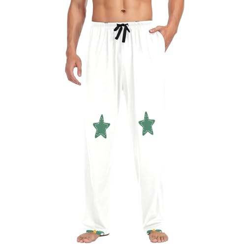 Christmas Stars Men's Pajama Bottoms Plaid Pajamas Pants for Men Soft Long Lounge Woven Pj Sleep Pant with Pockets
