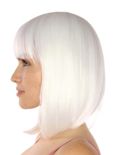 Prettyland Women White Bob Medium Length Short Natural Wig Matte Straight Everyday Date A Live Anemie Short Wig C1415 - Image 3