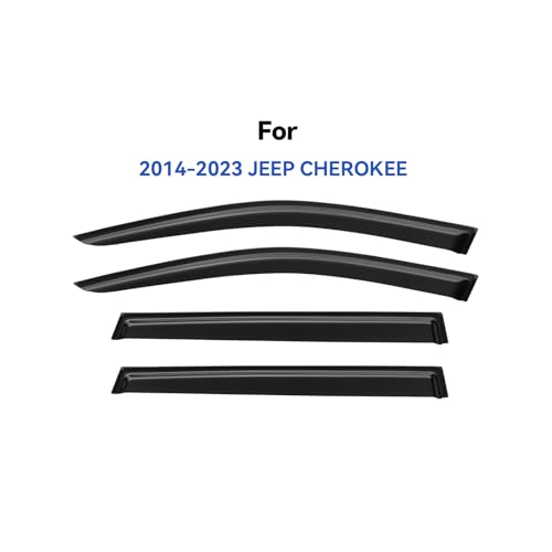 Image of Window Visors Rain Guards for 2014-2023 Jeep Cherokee, Out-Channel Window Vent Wind Deflectors Visors Shades for 14-23 Cherokee KL