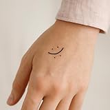 Faux Tatouage SMILEY - Temporalis® | Tatouage Ephemere Femme et Homme – Cosmétique Certifié UE, Encre Vegan & Waterproof – Dure 1 à 2 semaines [ Tattoo Smiley maussade ]