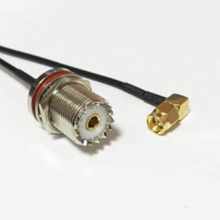 UHF Female Bulkhead SO239 to SMA Male RA RF Coax Cable Adapter RG174 20cm 8