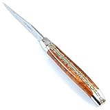 Laguiole en Aubrac Taschenmesser Amboina Wurzelholz Doppelplatinen Stahl/Messing 12C27 Stahl