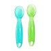 ChooMee Baby Spoon, FirstSpoon | Baby Led Weaning | Stage One Learning Utensil, Teething Friendly, Pediatrician Approved, 100% Silicone, BPA Free | 2 CT | Aqua Green