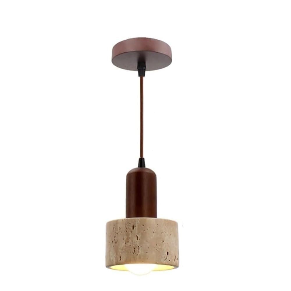 Modern Natural Stone Pendant Light Yellow Travertine Mini Pendant Lamp
