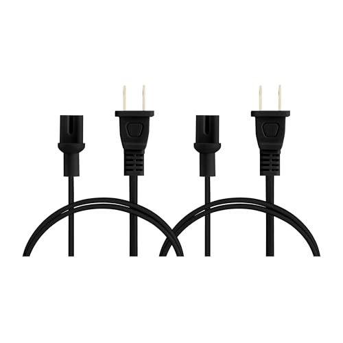 Image of 3 Foot Power Cord Compatible with Sonos Five Sonos 5 Sonos Play 5 Speakers and Compatible with Sonos Beam and Sonos Amp Speakers - Black 2-Pack