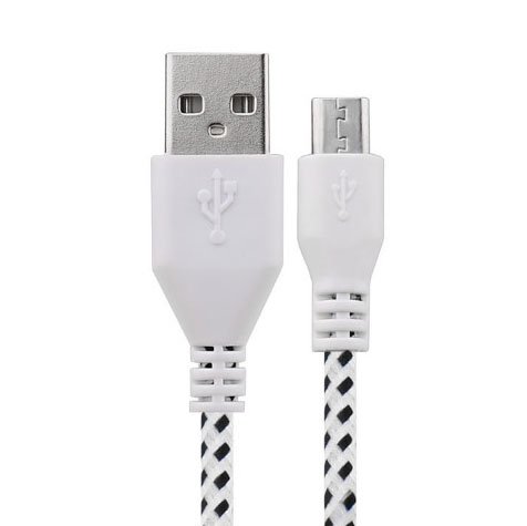 Image secondaire de Cable USB micro GOTO Design 1M en nylon tressé pour smartphones android, Samsung, Huawei, Sony, HTC et autres - Blanc