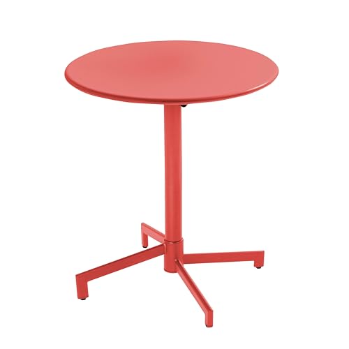 Oviala Table de Jardin Ronde bistrot avec Plateau Rabattable 70 cm Rouge - Palavas