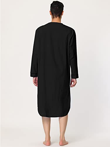 Lars Amadeus Men's Nightshirt Sleepwear Long Sleeves Comfy Henley Sleep Shirts Nightgown4