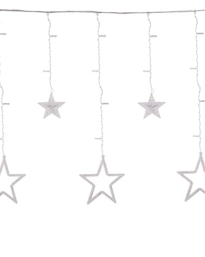 Image of Homesake 12 Stars Curtain String Lights Window Curtain Lights with 8 Flashing Modes, Diwali Decoration for Home, Festive Decor, Home Decoration Items for Living Room (2.5 M Pack of 1)-2 pin Plug