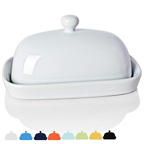 Sweejar Ceramics Butter Dish with Lid, Butter Keeper Container, East/West Coast Butter, 7