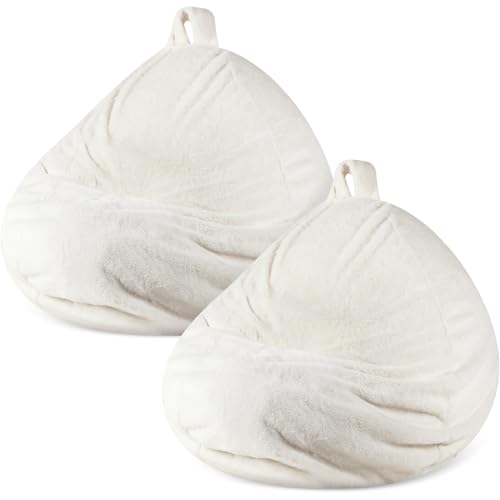 SmoothNovelty 2 Pcs Bean Bag Chair Cover (No Filler) Animal Storage Bean Bag Cover for Kids and Adults Extra Large 300l Faux Rabbit Fur Washable Soft Stuffable with Zipper(Beige)