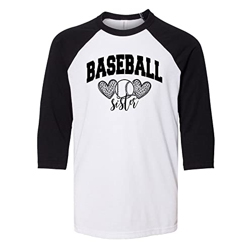 Arch Baseball Sister Kids Three-Quarter Raglan Sleeve Baseball Shirt Youth Medium White/Black