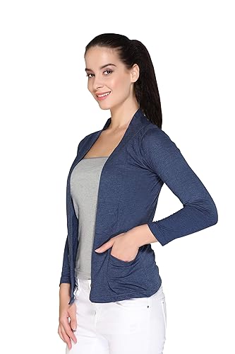 Image of In Love Women's Cotton Blend Front Open Shrug with Pockets | Cotton fabric - lightweight front-open shrug for summer layering