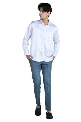 Image of Men's Formal Slim Fit Trousers | Premium Poly Viscose Blend Office Wear Flat Front Pants | Wrinkle Resistant Business Casual Pants | Length 41 Inches.