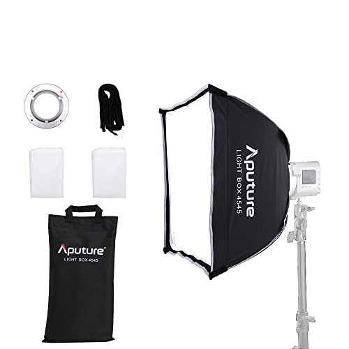 Aputure Light Box 4545 Boîte à lumière carrée 'Bowen' avec grille de diffusion frontale pour photographie vidéo compatible avec Amaran COB 60 Series Amaran 100 Amaran 200 Series LED vidéo lumière