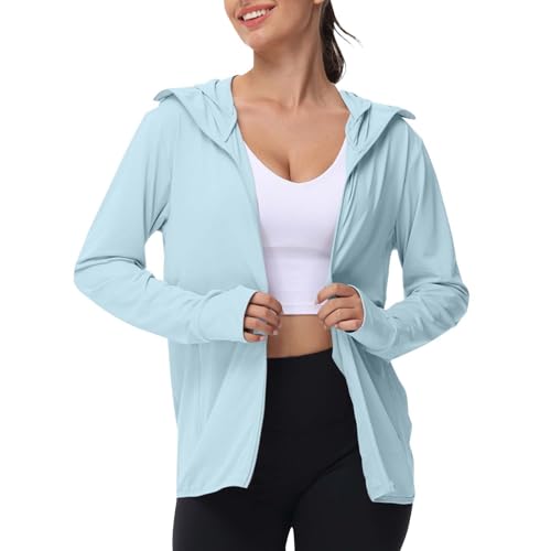 Sudadera protección solar ligera azul 3XL para senderismo y correr