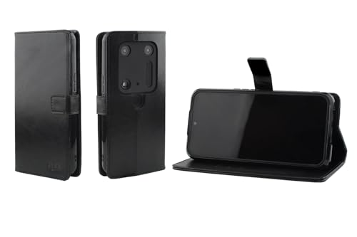 caseroxx Bookstyle Handytasche für Cat S53 in schwarz – Klapphülle mit Kreditkartenfächern, Magnetverschluss, Standfunktion und R&umschutz für Bildschirm & Gehäuse