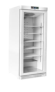 METRO Professional Glastürgefrierschrank GFR6600G, 380 L, 5 Einlegeböden, LED-Beleuchtung, mit Schloss, 2 Rollen, Weiß