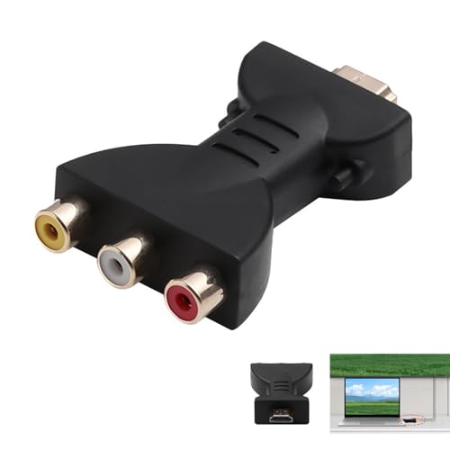 HDMI to AV Converter Portable, HDMI to RCA Adapter with Red White Yellow AV Output, Supports 720p 1080i 1080p Video & Audio Component Composite Converter for HDTV, DVD, Projector, Home Theater Systems