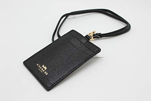 Coach ID Lanyard Badge Holder In Crossgrain Leather (Black/Gold) - image 5