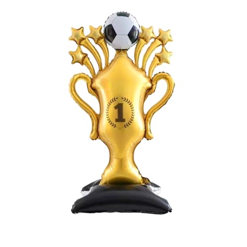 Champion Soccer Trophy Balloon - Giant Gold Foil Trophy Balloon with Stars for Sports Theme Party Decorations, Victory Celebration, 1st Place Football, World Cup, Birthday Party Supplies