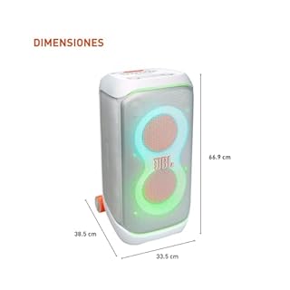 JBL PartyBox Stage 320 - Altoparlante portatile per feste con manico telescopico e ruote larghe e robuste, potente suono professionale, spettacolo di luci futuristico, fino a 18 ore di gioco,