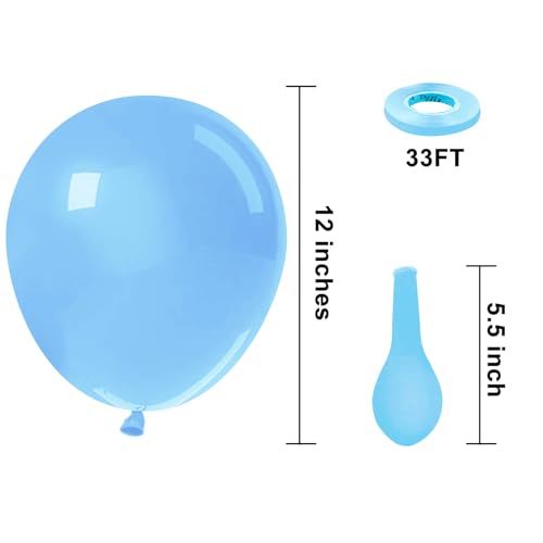 Image of KBZVNAF Blue Latex Party Balloons 50 Pack 12 inch | Light Blue Helium Matte Balloons for Birthday Wedding Baby Shower Gender Reveal Party Decorations
