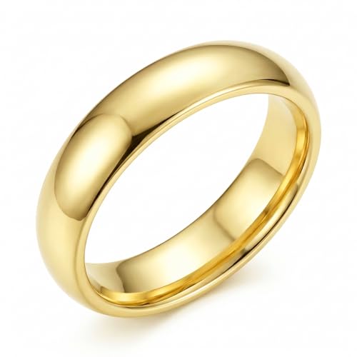 WYUESGU 14K Gold Plated Ring for Men Women 7MM Width Wedding Band Size 14
