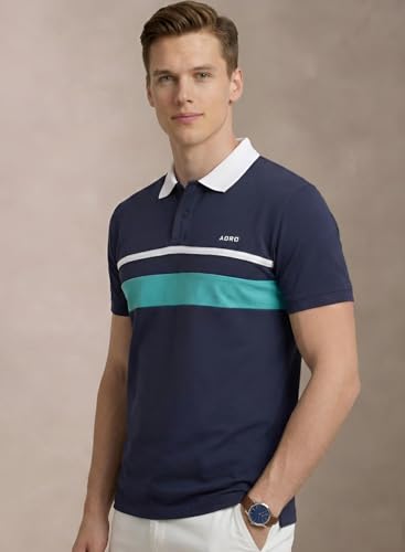 Image of ADRO Multicolour Polo T Shirt | 100% Cotton Mens Polo Tshirt | Regular Fit Half Sleeve Cut & Sew Polo T-Shirt for Men