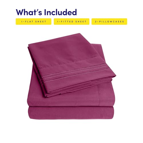 Image of 1500 Supreme Collection King Sheet Sets Berry Purple - Luxury Hotel Bed Sheets and Pillowcase Set for King Mattress - Extra Soft, Elastic Corner Straps, Deep Pocket Sheets, King Berry Purple