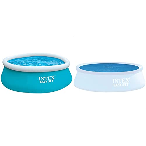 Intex 28101Np Piscina Hinchable Easy Set 183 X 51 Cm 880 Litros, Multicolor + Cobertor Solar Piscinas 244 Cm