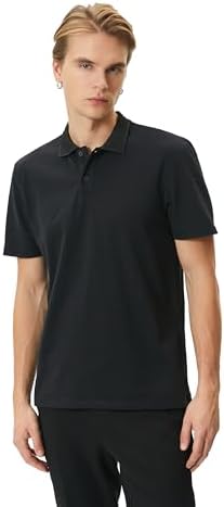 KOTON Erkek Polo Yaka Kısa Kollu Tişört, Siyah (999), S - Görsel 1