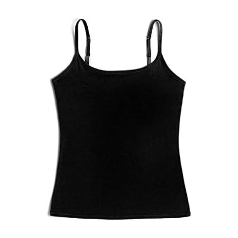 XXR Ladies Women Girls Stretch Cami Camisole Plain Singlet Tank Top (Black, 10) Cover